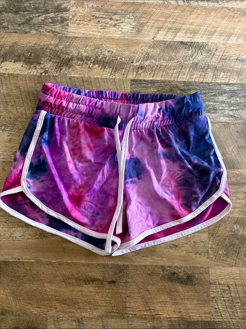 Rue21 Pink and Purple Tie-Dye Athletic Shorts with White Trim